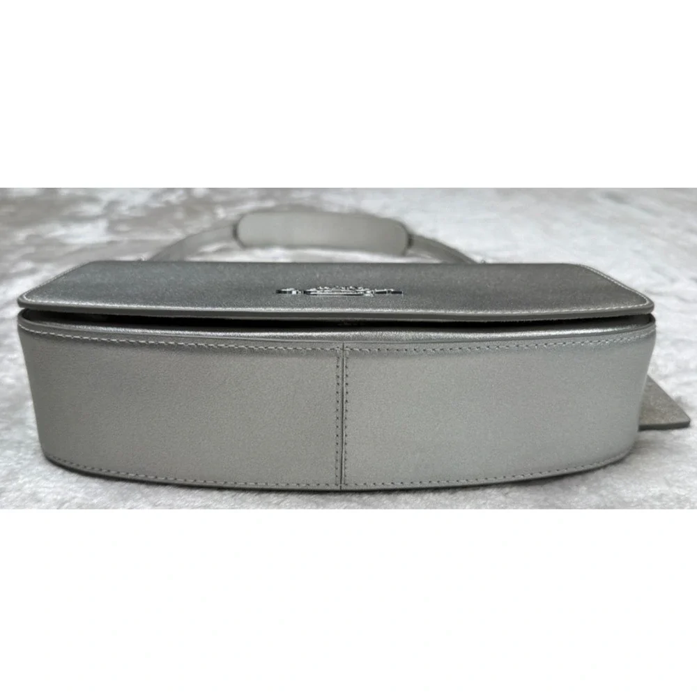 Coach Andrea Metallic Silver Smooth Leather Small Shoulder Bag CW023 NWOT